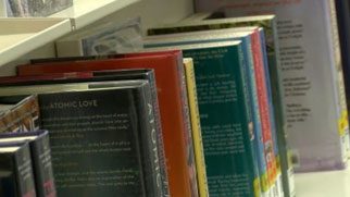 Library books on a shelf